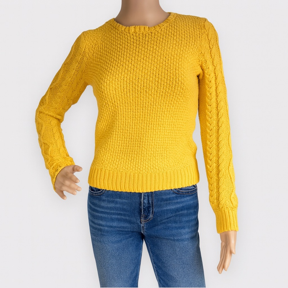 Lauren Ralph Lauren Yellow Cable Knit Cotton Blend Sweater Women’s Small